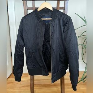 American Eagle Black Satin Bomber Jacket M